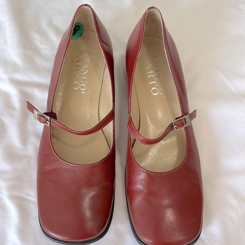 Red Franco Sarto Mary Jane Shoes Flat Size 8